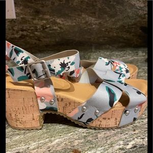 Journee Floral Cork Wedges